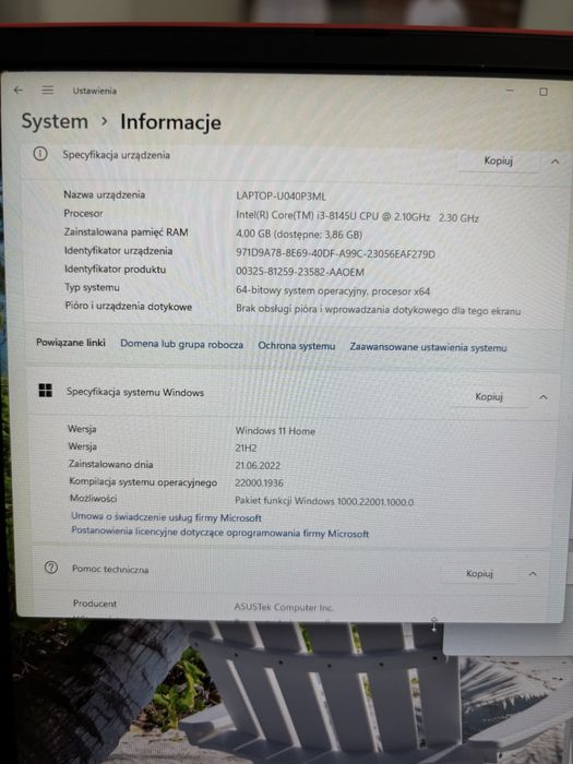 Laptop ASUS VivoBook S430F z nową baterią