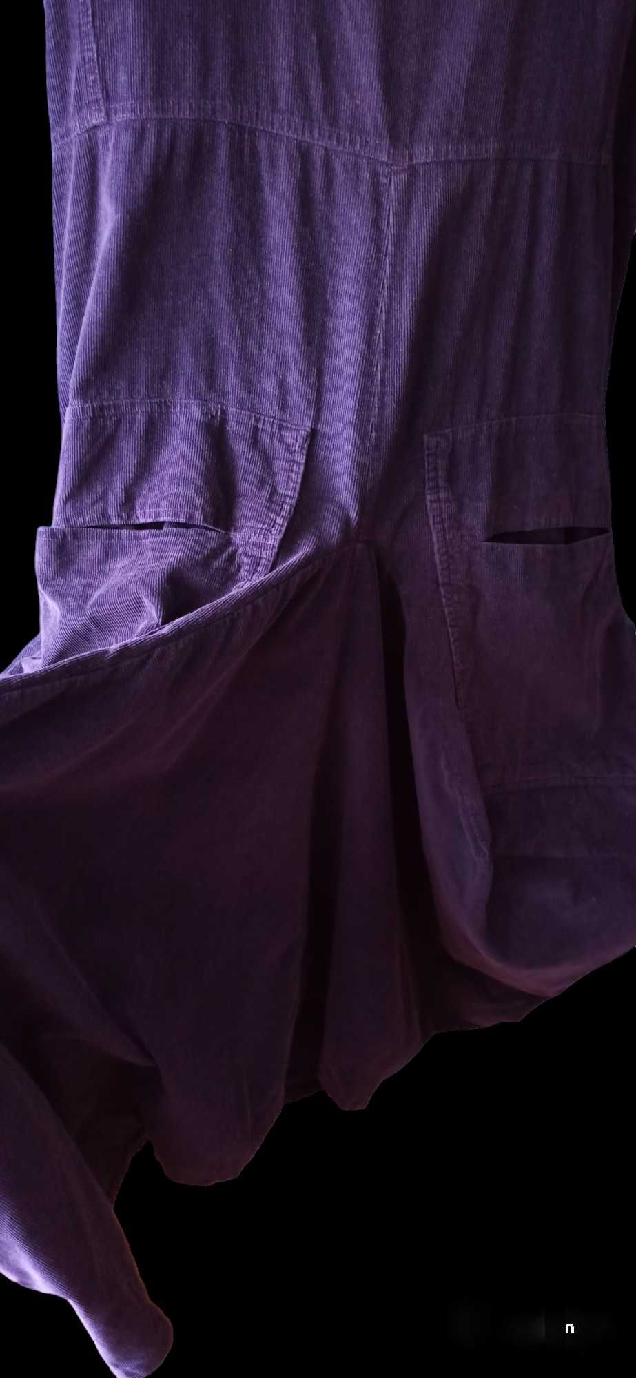 sukienka długa sztruks kieszenie asymetryczna projekt Gudrun Sjoden