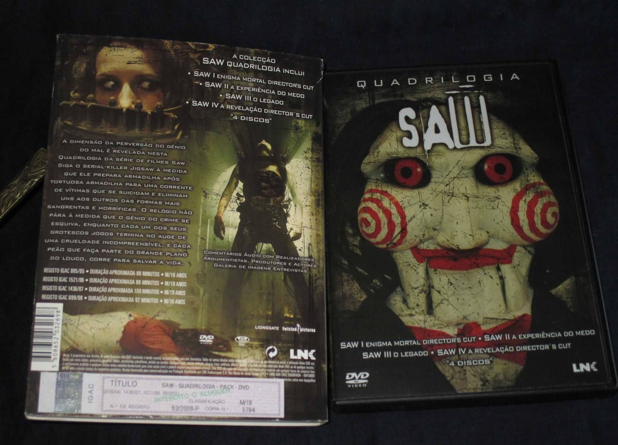 Colecção Quadrilogia SAW + SAW V - 5 DVDs