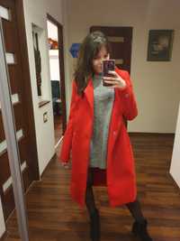 Czerwony płaszcz elegancki oversize xs wiosna jesień zima nowy z metka