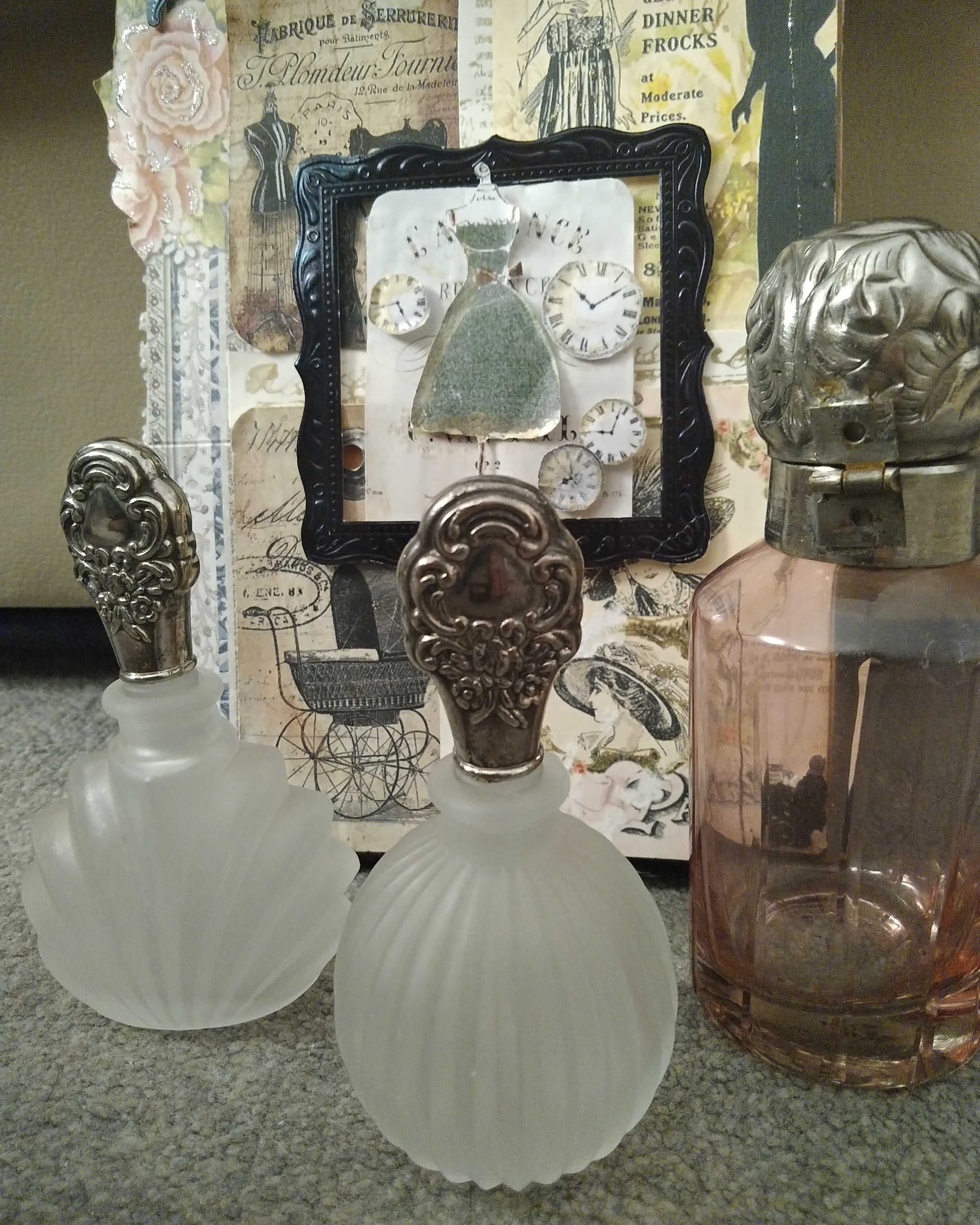Vintage buteleczka na perfumy różowe szkło w prążki