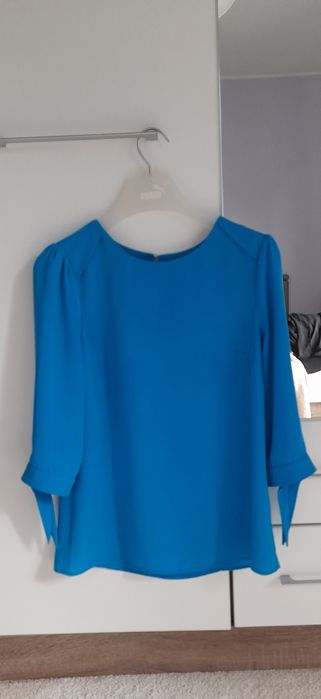 Turkusowa bluzka z wiązanymi rękawami Oasis 34