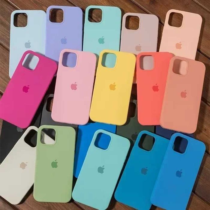 Capa original silicone para iPhone 13, 14, 15, 16, 17 todas as versões
