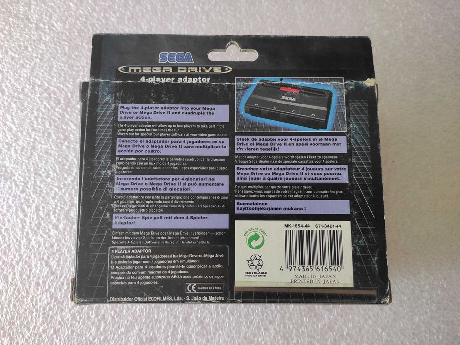 SEGA Portugal Mega Drive 4 Player Adaptor Multitap Megadrive