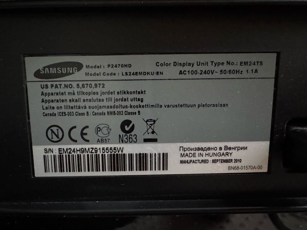 LCD TV MONITOR Samsung 24” SM P2470 HD