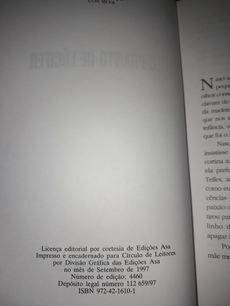 Livro O Pranto de Lúcifer de Rosa Lobato de