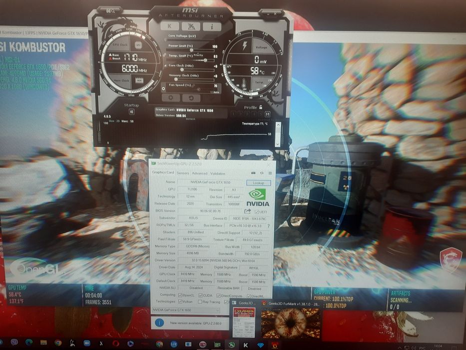 Видеокарта ASUS TUF GTX  GAMING 1650 4GB КАК НОВАЯ! пломба и другие
