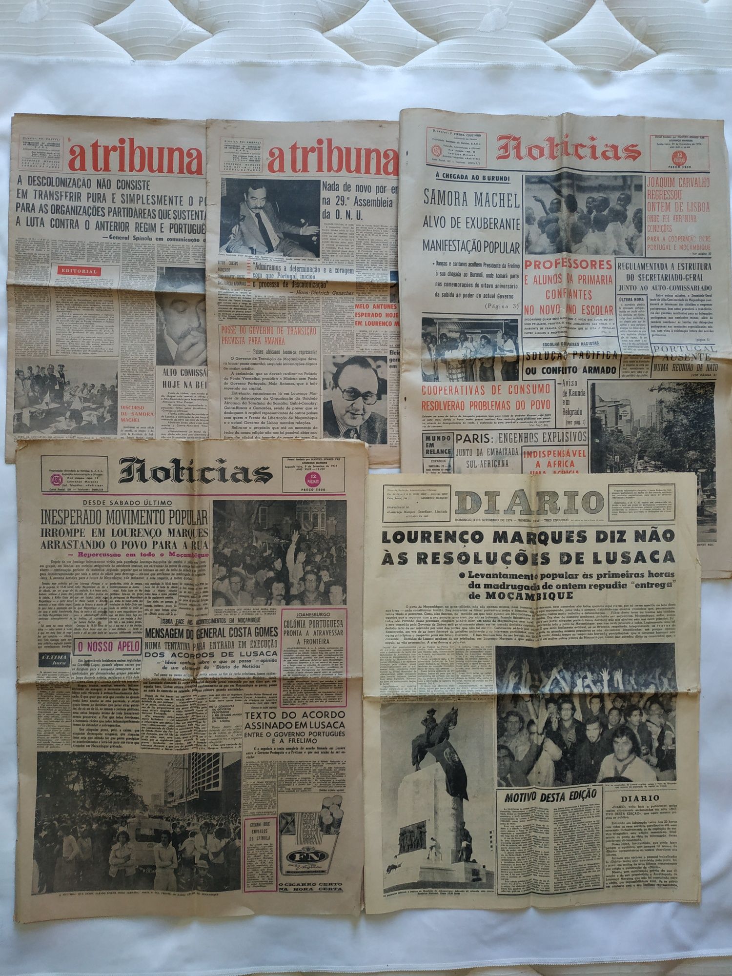 Cinco Jornais de Moçambique de Pós 25 de Abril de 1974