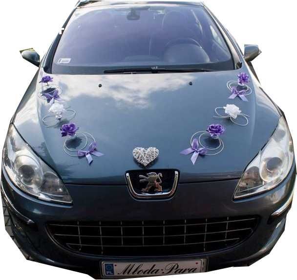 Serce i róże na udekorowanie maski samochodu do ślubu 094