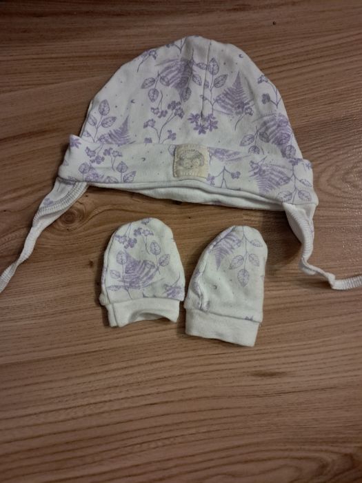 Komplet dla niemowlaka 62 0-3 mca czapka z niedrapkami. Tylko wyprane