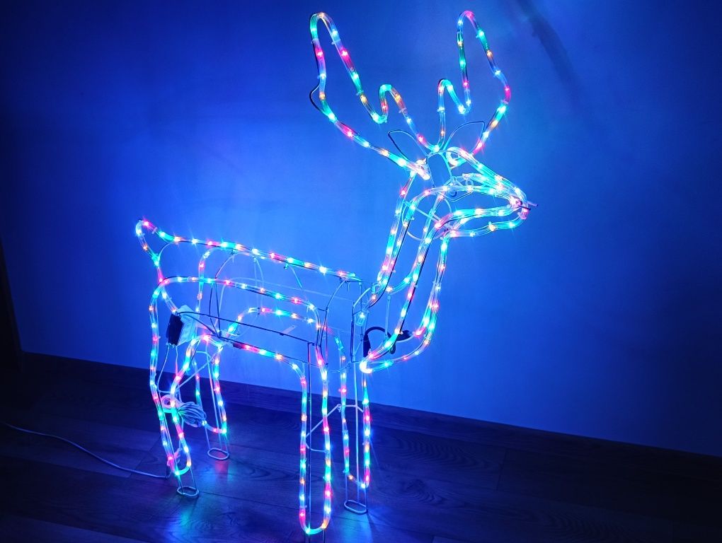 Renifer świetlny LED ledowy gigant XXL 120cm multikolr wielokolorow