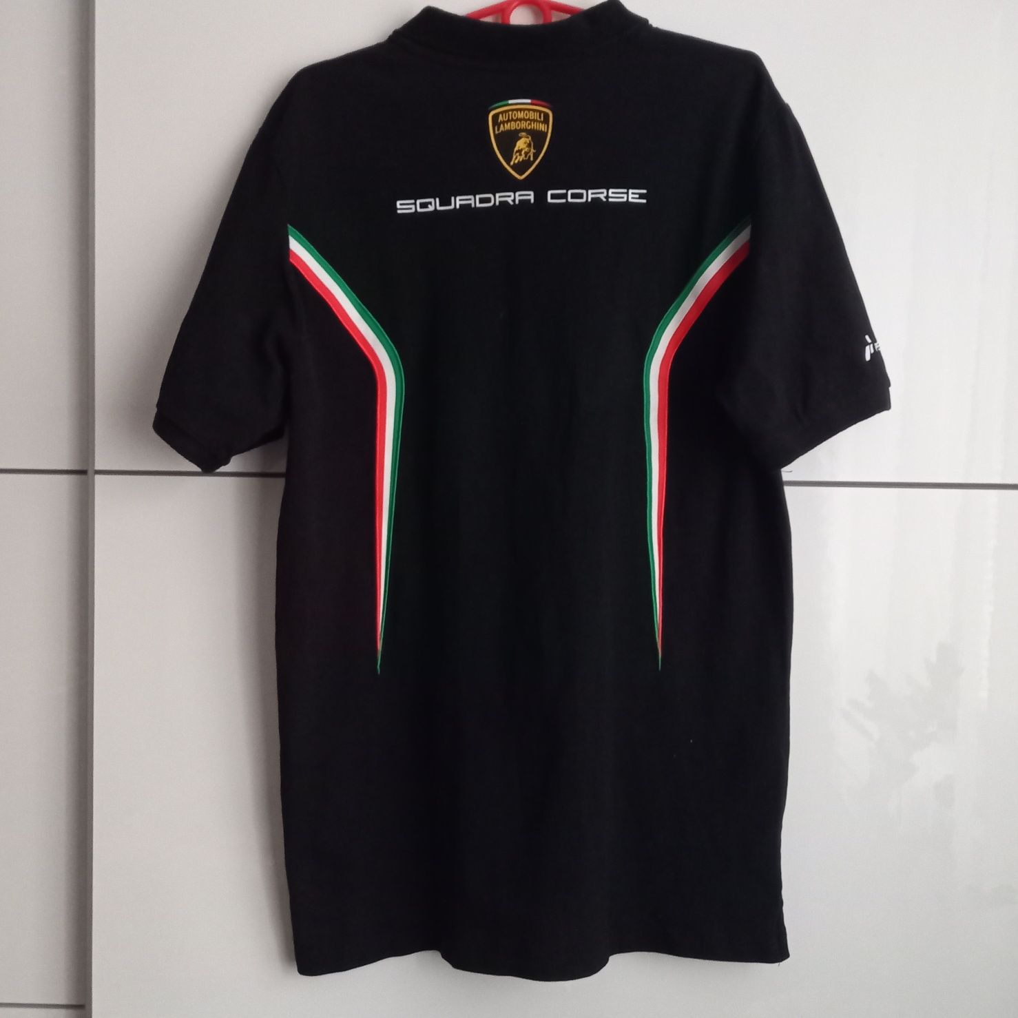 Koszulka polo Lamborghini SquadraCorse męska czarna XL bawełna T-shirt