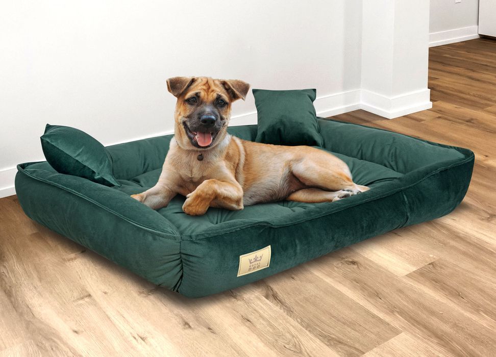 Legowisko Dla Psa Kojec 75X65 Cm Welur Ciemnozielony
