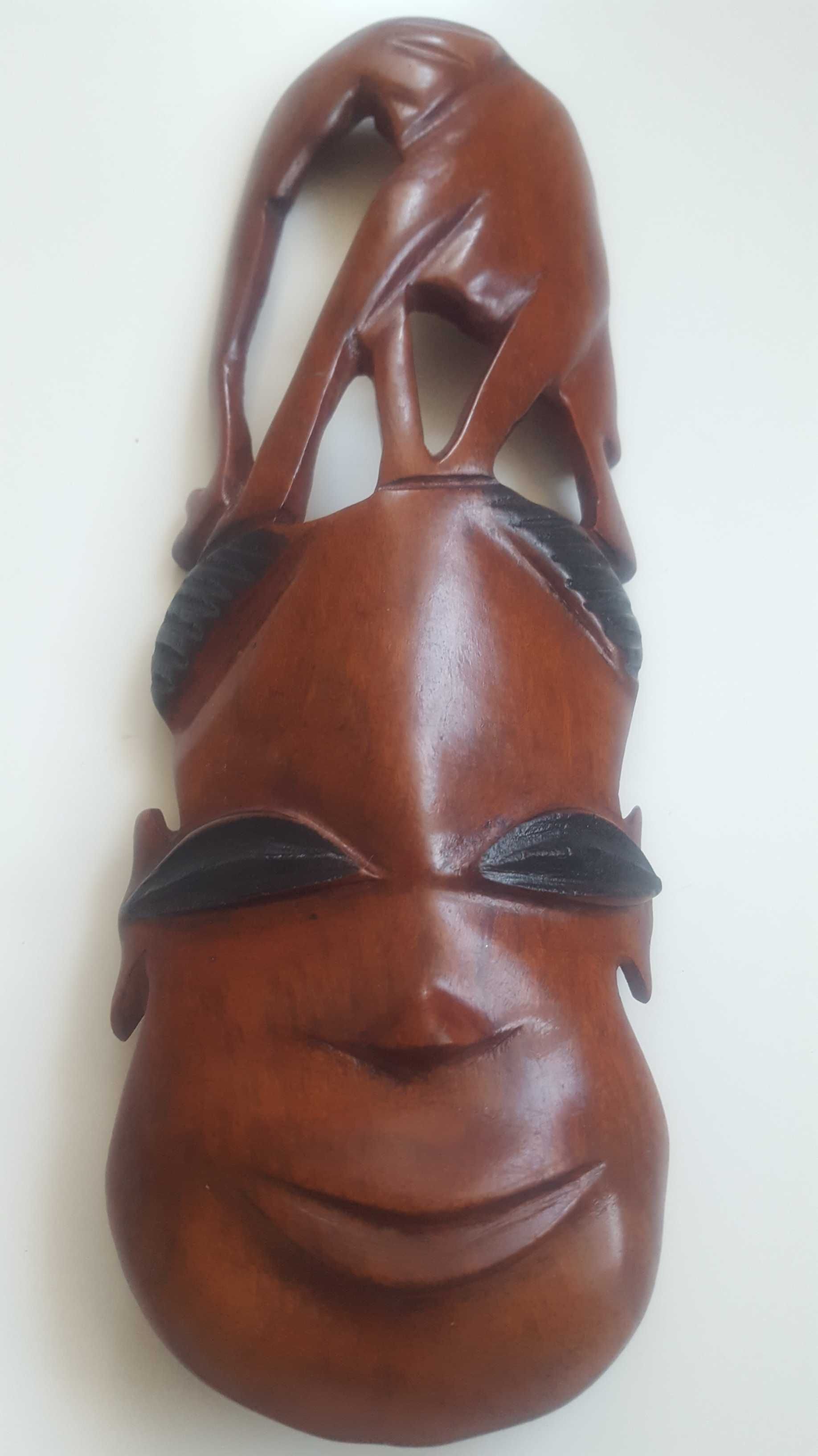 Drewniana maska afrykańska. 29cm ręczna robota Zimbabwe.