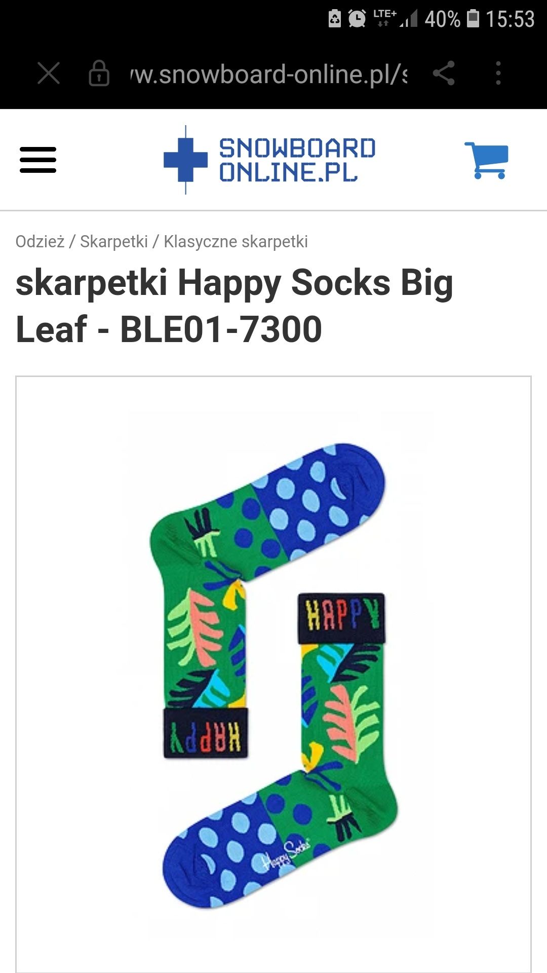 Skarpety Happy Socks Big Leaf sock Unisex męskie damskie 36 40 kolorow