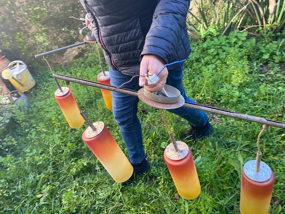 Dois Candeeiros De 3 Lâmpadas Cada, Copos Em Vidro