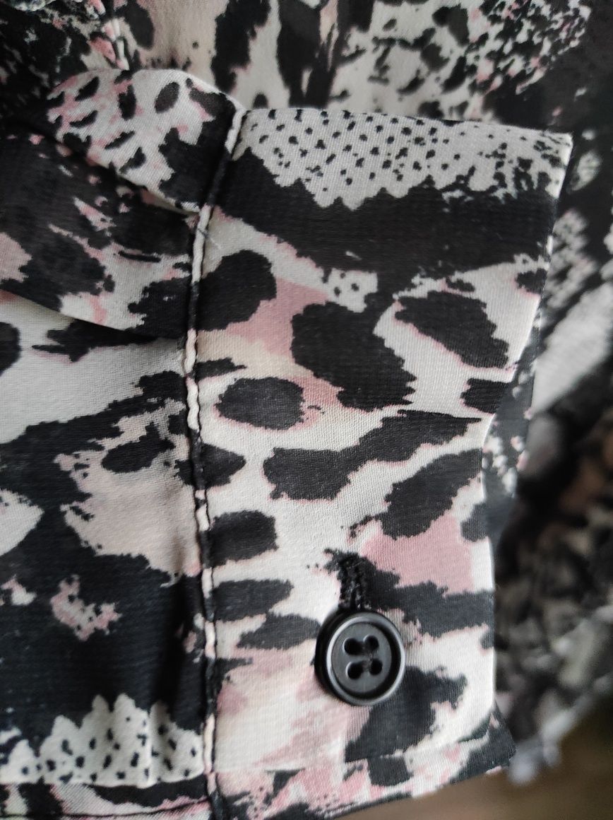 Koszula George print węża skóra różowy pudrowy czarny 38