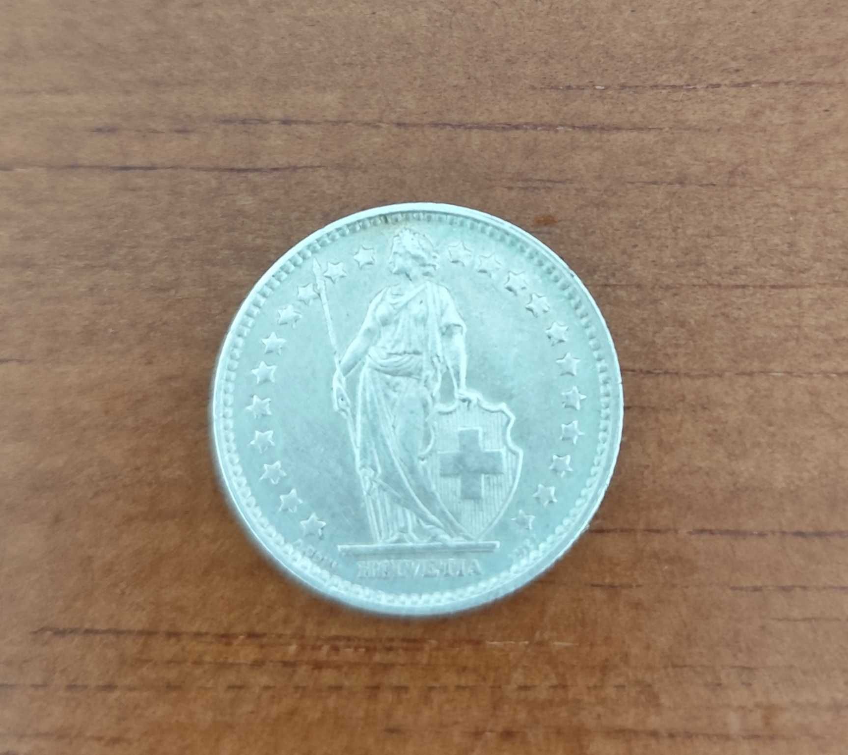 Moeda 1 franc Suiça 1957 prata