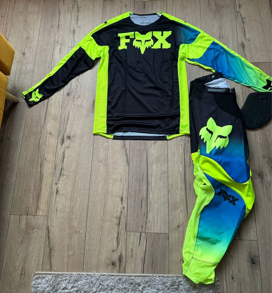Strój Fox Cross motocykl quad mtb neon spodnie bluza