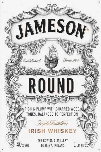 7 Placas decorativas retro, novas, de Whiskys e + bebidas, 30 x 20 cm.