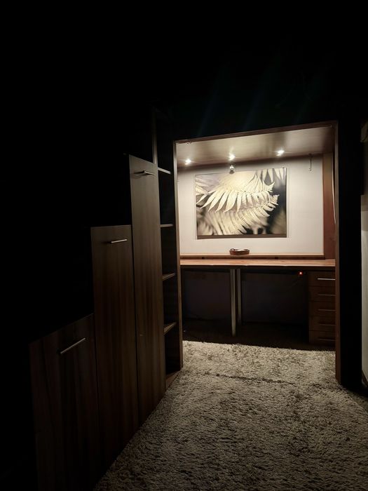 Łóżko piętrowe antresola wykonane z drewna wraz z schodami i biurkiem