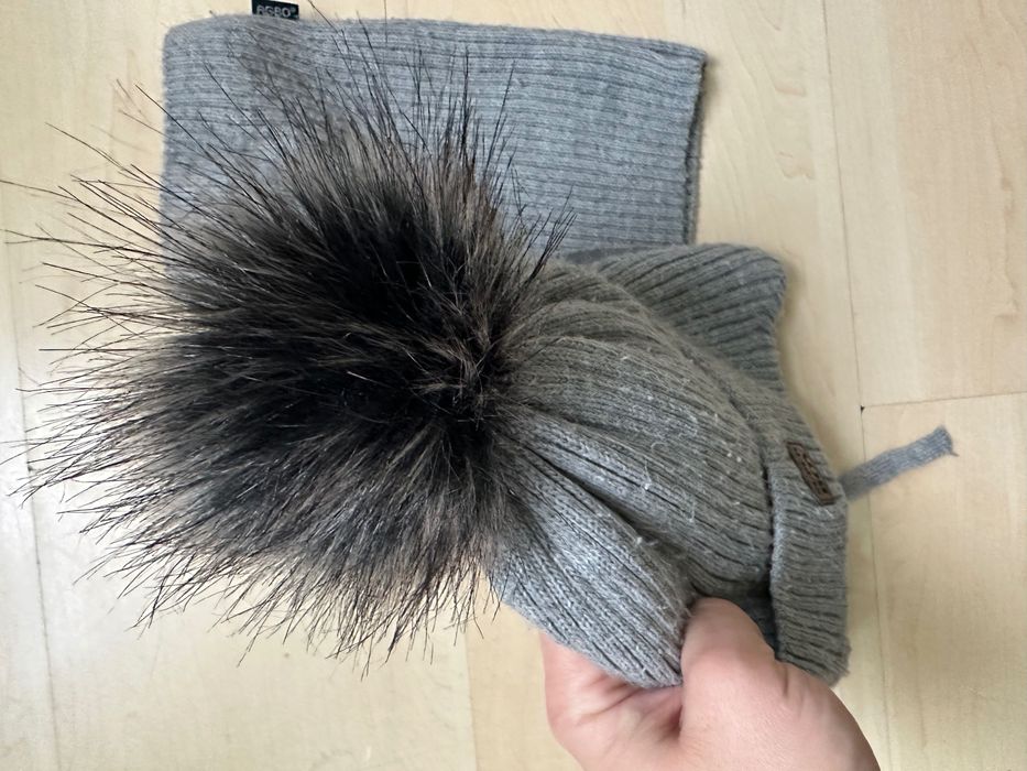 Komplet zimowy chłopięcy Ciepła na polarze czapka wiązana i komin