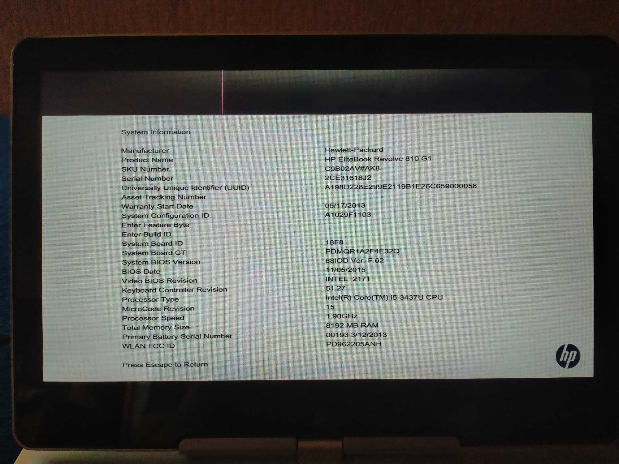 Ноутбук HP EliteBook Revolve 810 G1 i5 3437u/8Gb/256