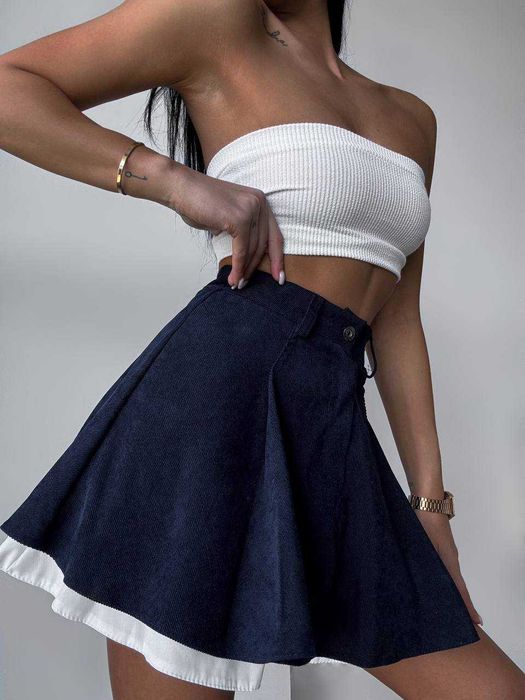 Жіноча вельветова спідниця-шорти юбка шорти з вельвету з імітацією