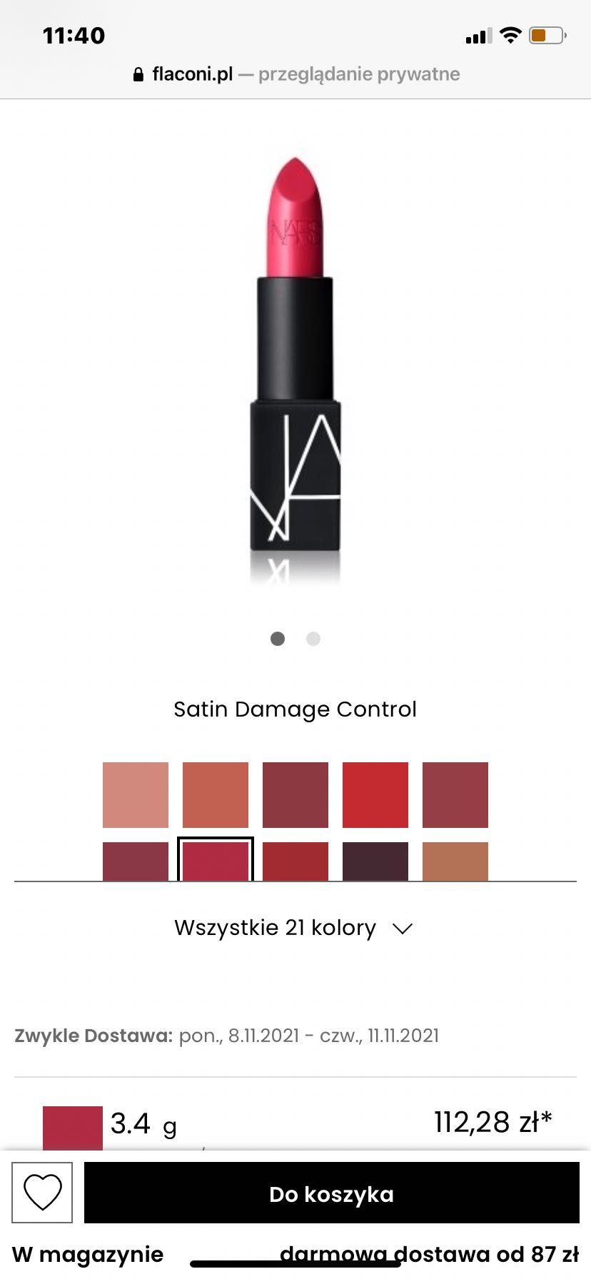 Pomadka NARS Satin Damage Control