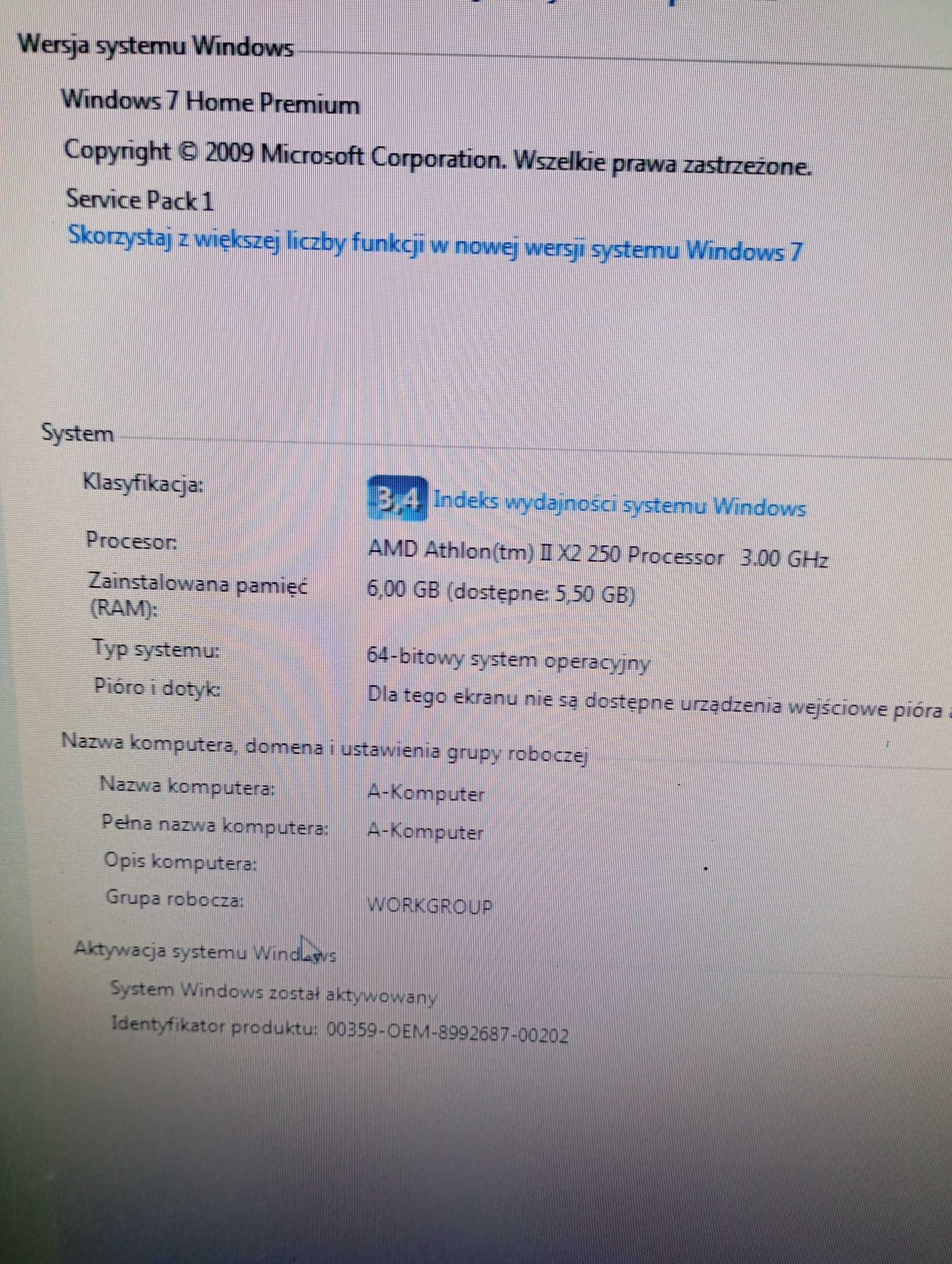 Komputer stacjonarny plus monitor