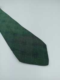 Yves Saint Laurent zielony jedwabny krawat w kratkę ysl2