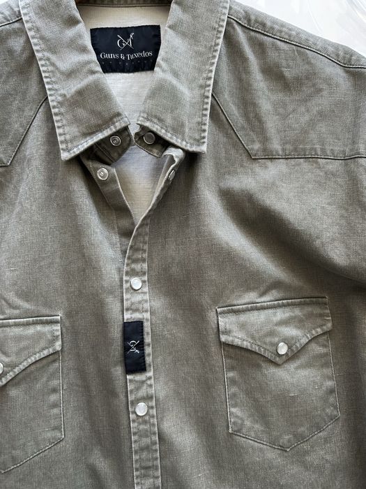 Koszula męska Guns & Tuxedos by Czapul oliwkowa projektant slim fit