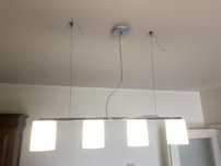Candeeiro de sala moderno em metal e vidro, com lâmpadas led