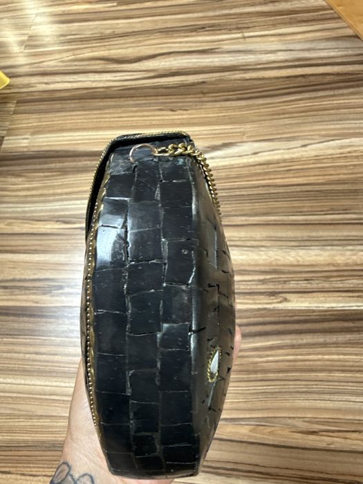 Manufaktura recznie wykonana torebka z mosiądzu i masy perlowej