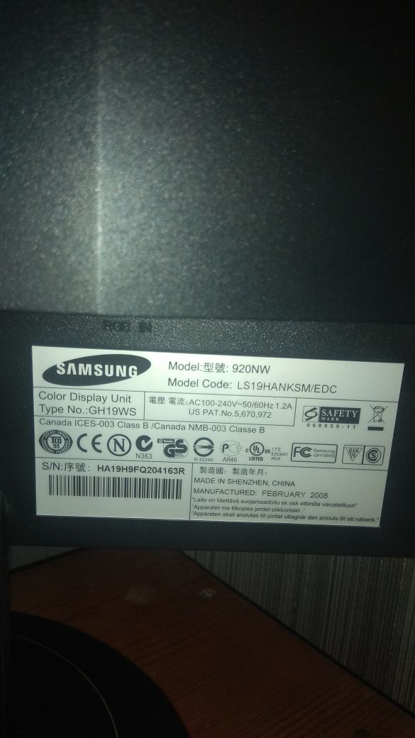 Монитор Samsung SyncMaster 920nw