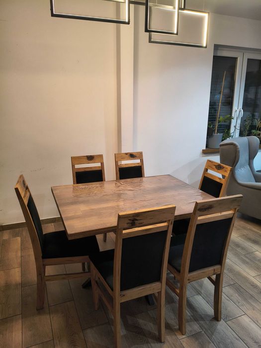 Stół drewniany rustykalny loft z nogą typu pająk