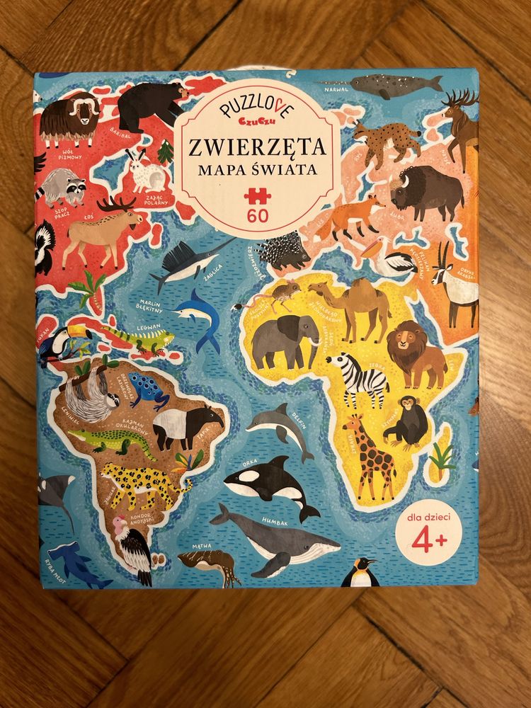 Puzzle Czu czu zwierzęta mapa świata