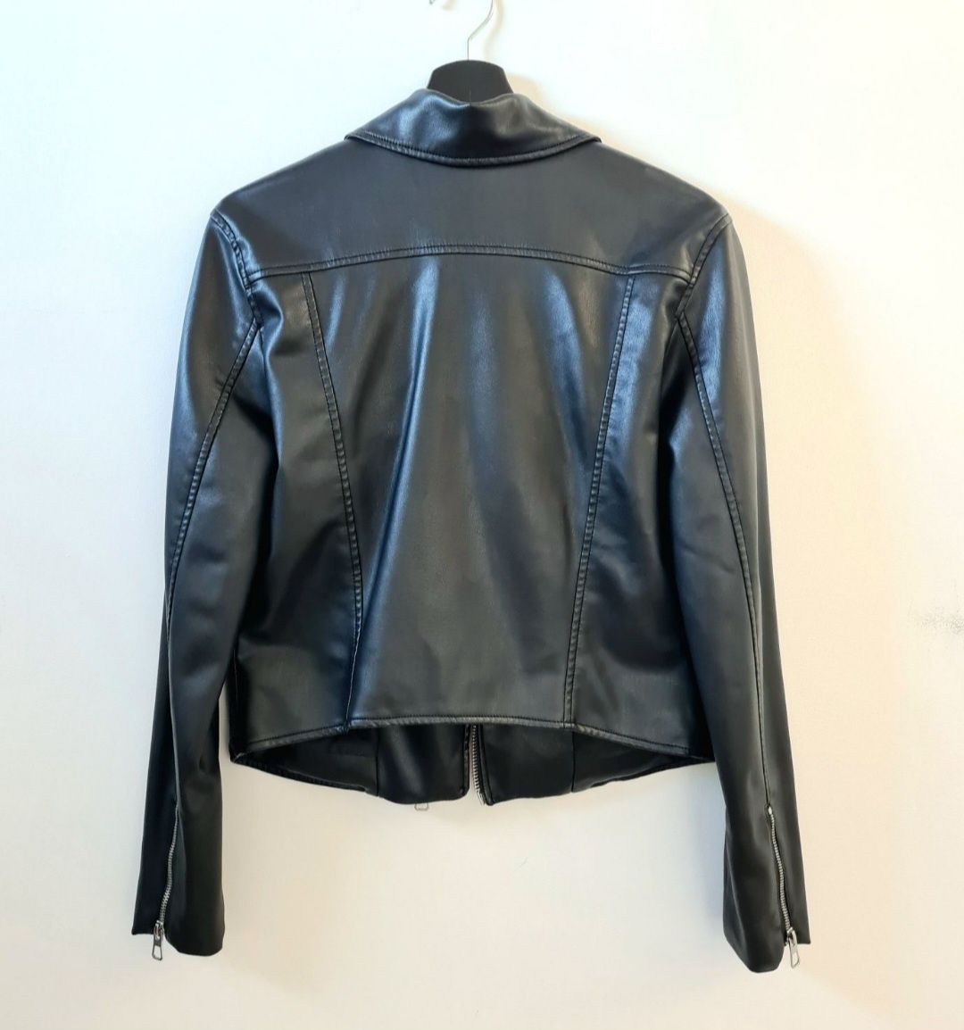 Kurtka damska H&M M 38 czarna ramoneska biker eko skóra imitacja skory