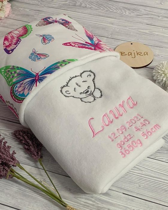 Kocyk 50x75 cm z haftem  imię dziecka prezent