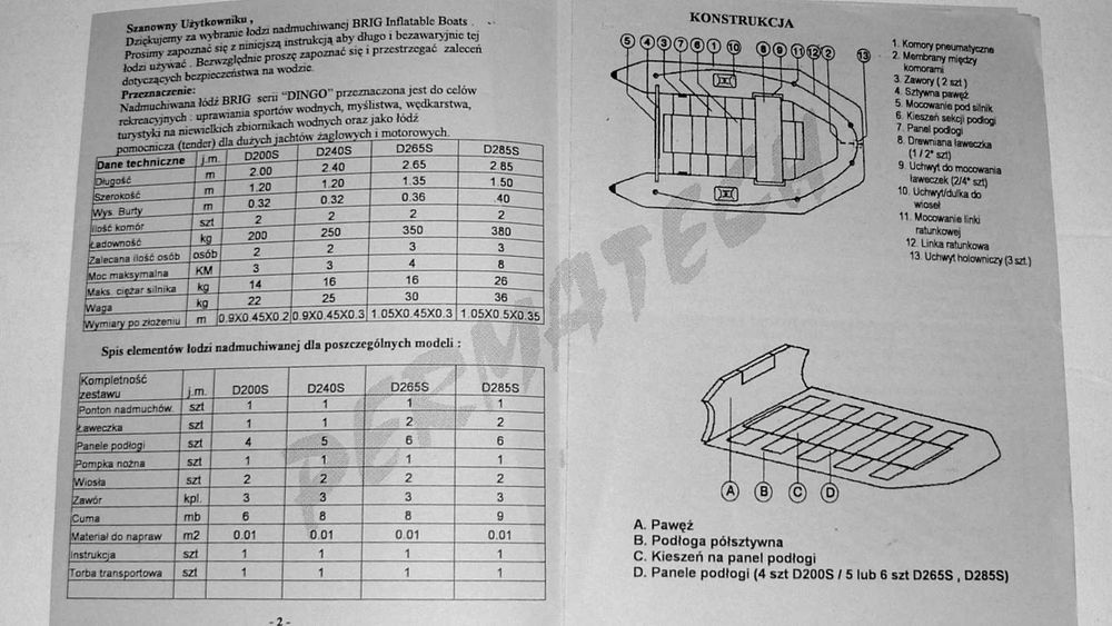 Ponton BRIG model D265 -S