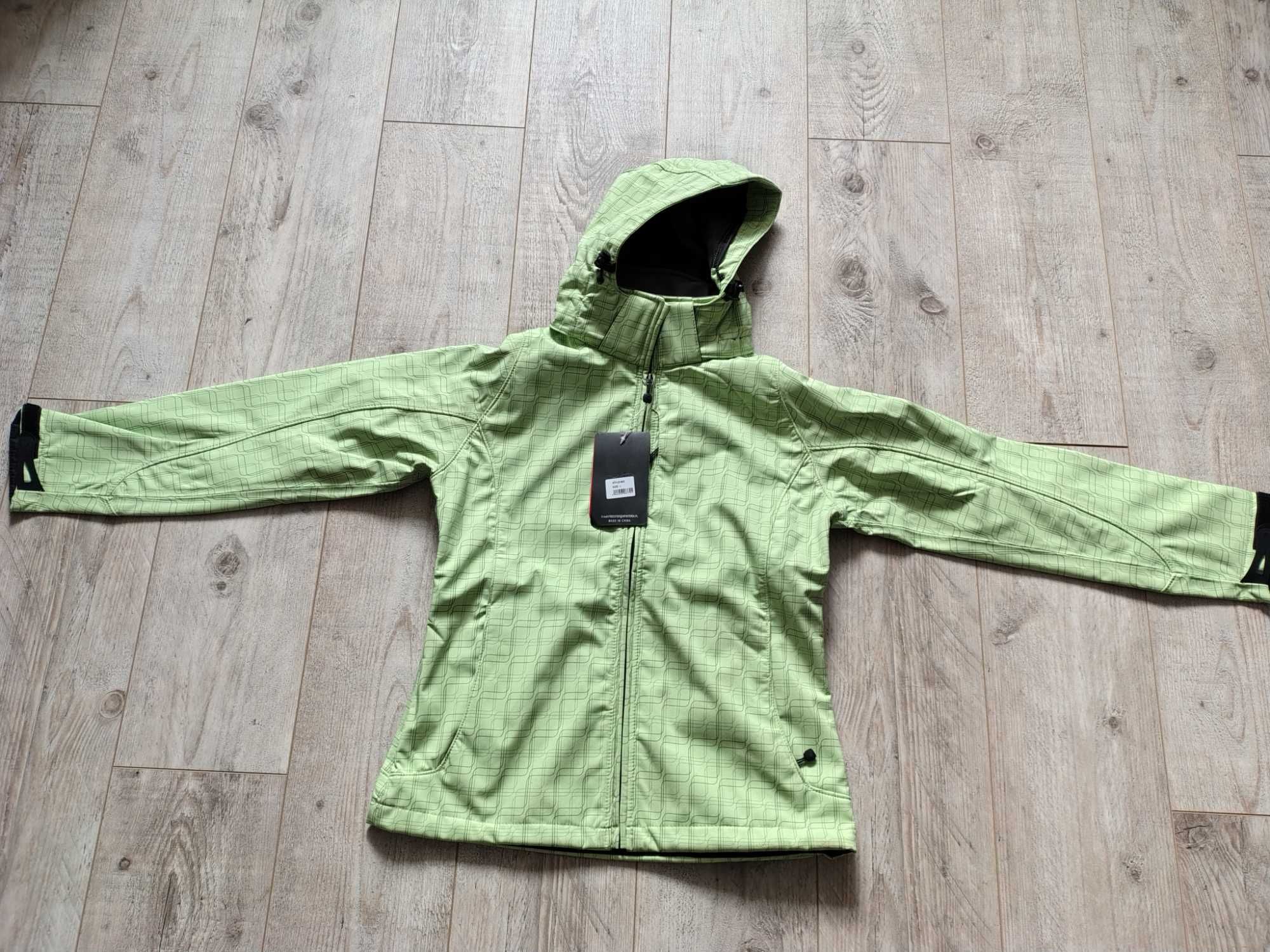 Nowa kurtka damska, typu Softshell zielona w fale M/L