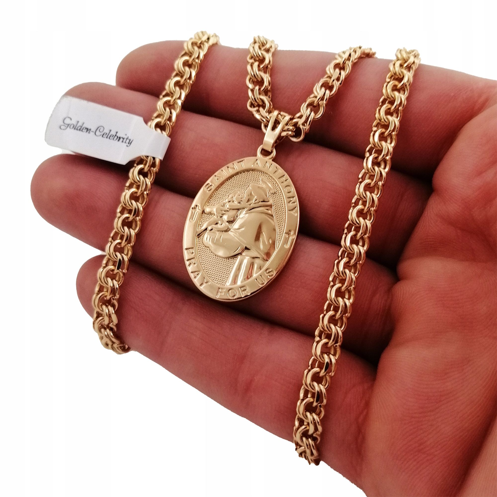 Złoty Łańcuszek Męski Garibaldi 50cm/5mm + Medalik Św. Antoni Prezent