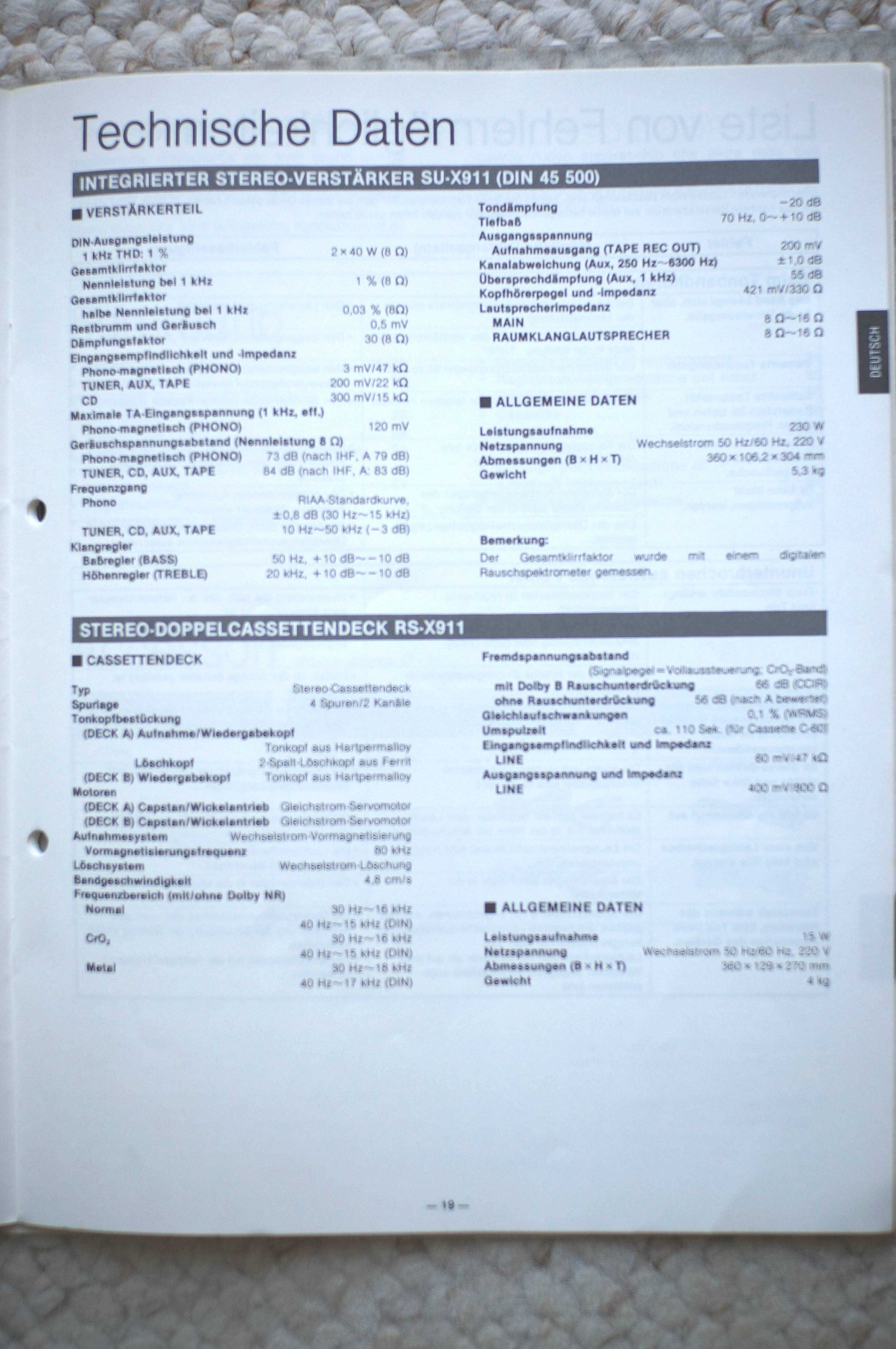 Wieża Technics SU-X911, ST-X933, RS-X911 - ładny stan, 100 % sprawny