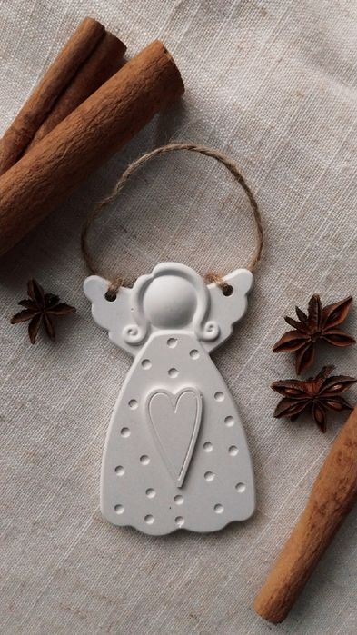 Świąteczna Zawieszka aniołek z gipsu