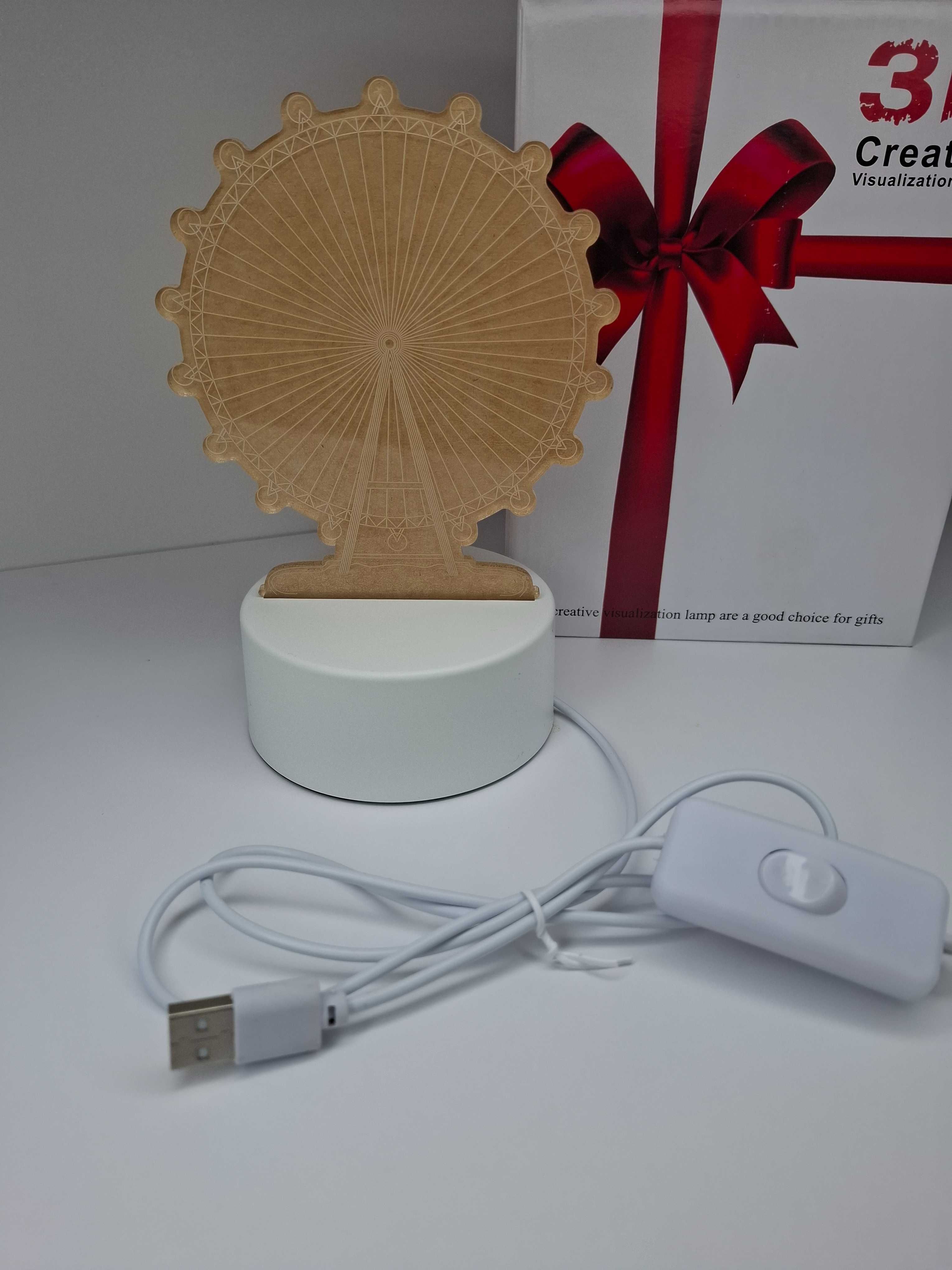 Lampka nocna 3D BIAŁA KARUZELA