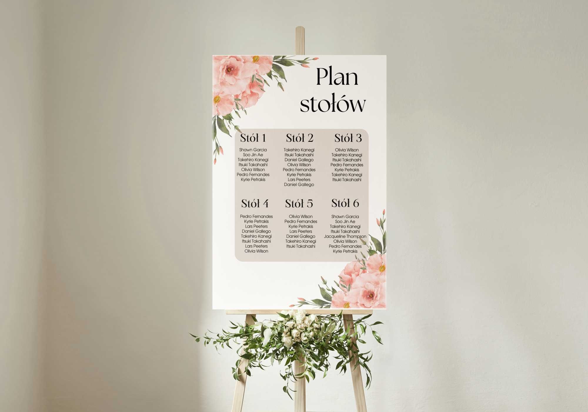 Plan stołów na wesele ślub dekoracja tablica RÓŻNE WZORY 50x70 cm