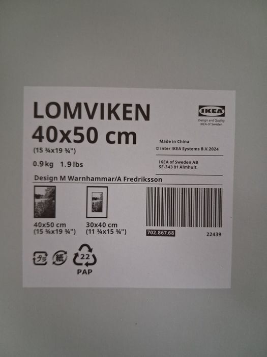 Ikea 3x ramka Lomviken 40x50