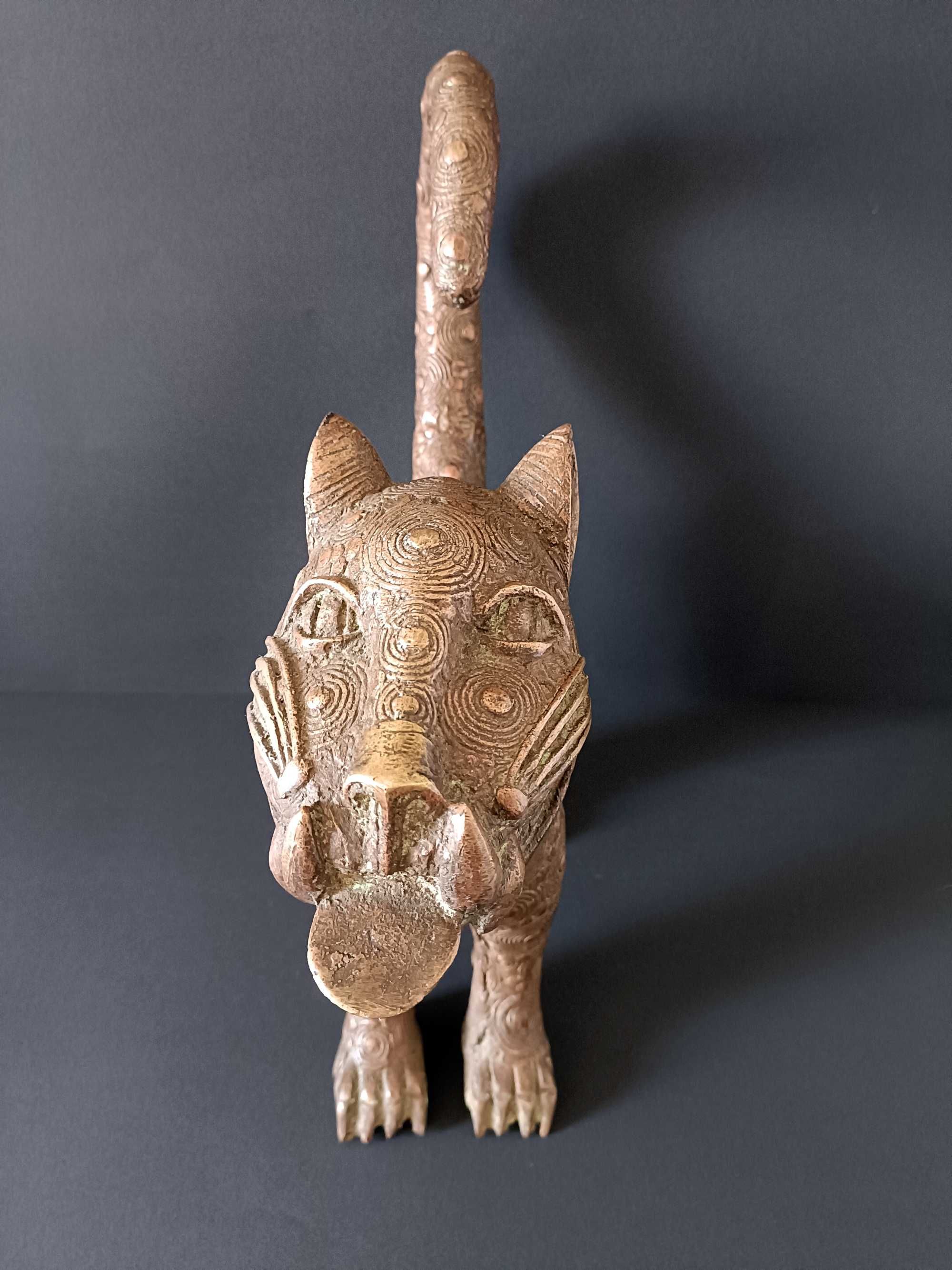 Lampart Benin Brąz Afryka Leopard Wosk tracony