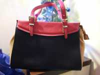 Сумка сумочка жіноча червоно чорна з бежевими боками 34×22×13см