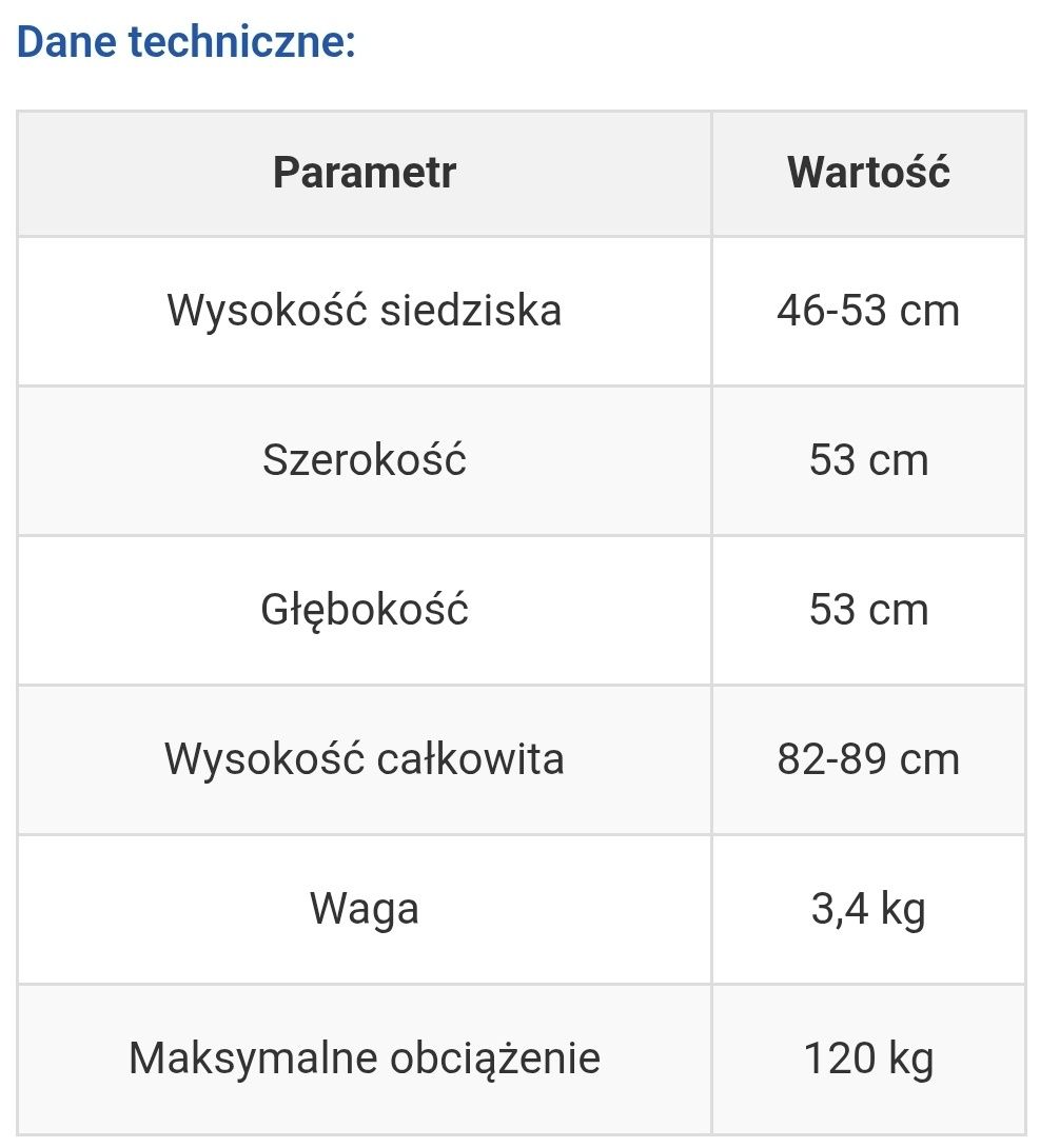 Krzesełko/stołek kąpielowy Meyra raz użyty
